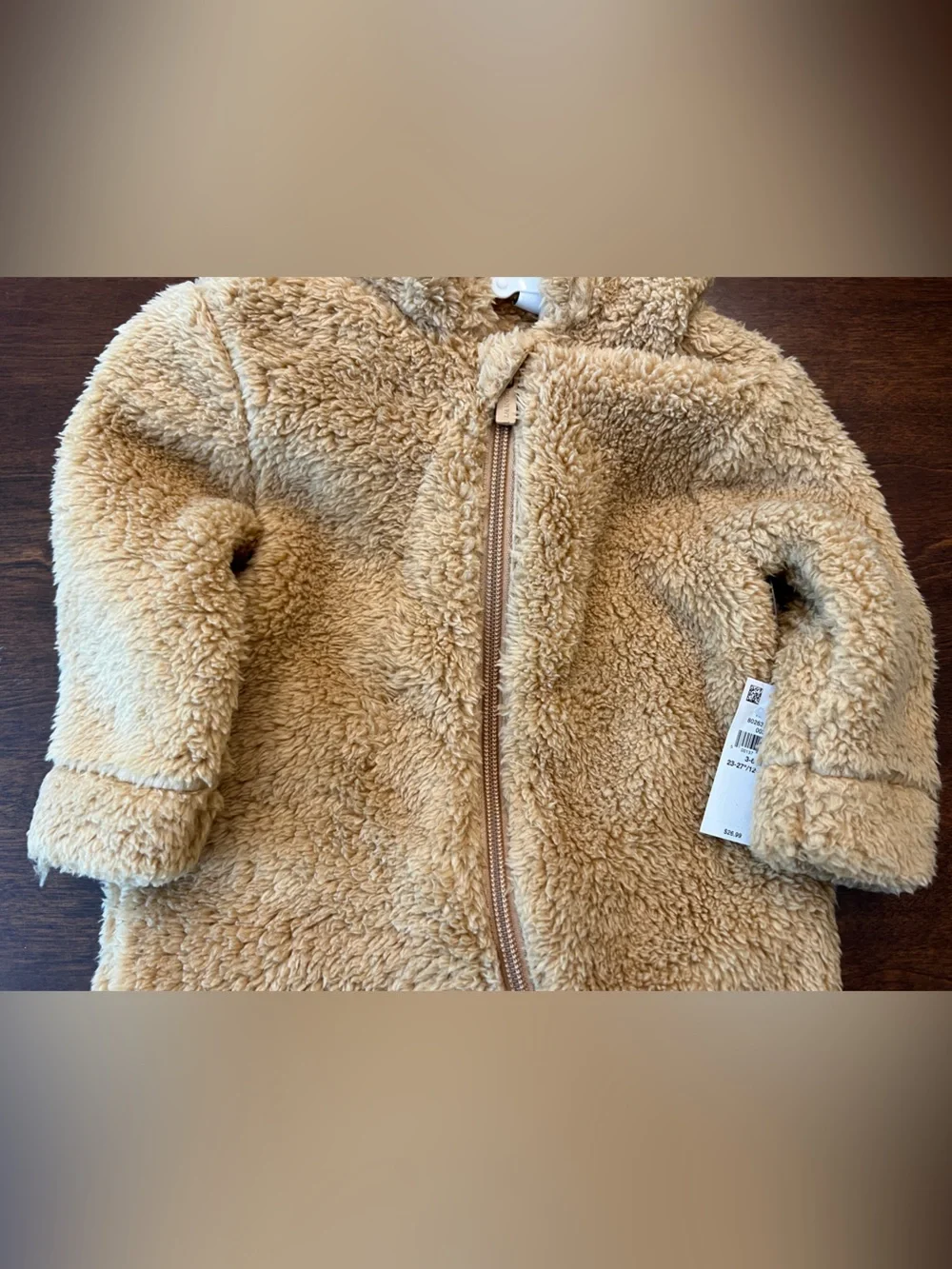 Unisex Baby Sherpa Zip Up Fleece Bunting Hooded Coat Size 3-6 Months
